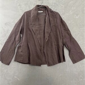 Bryn Walker Oversized Linen Casual Jacket Size Small Mauve Brown Open Lagenlook
